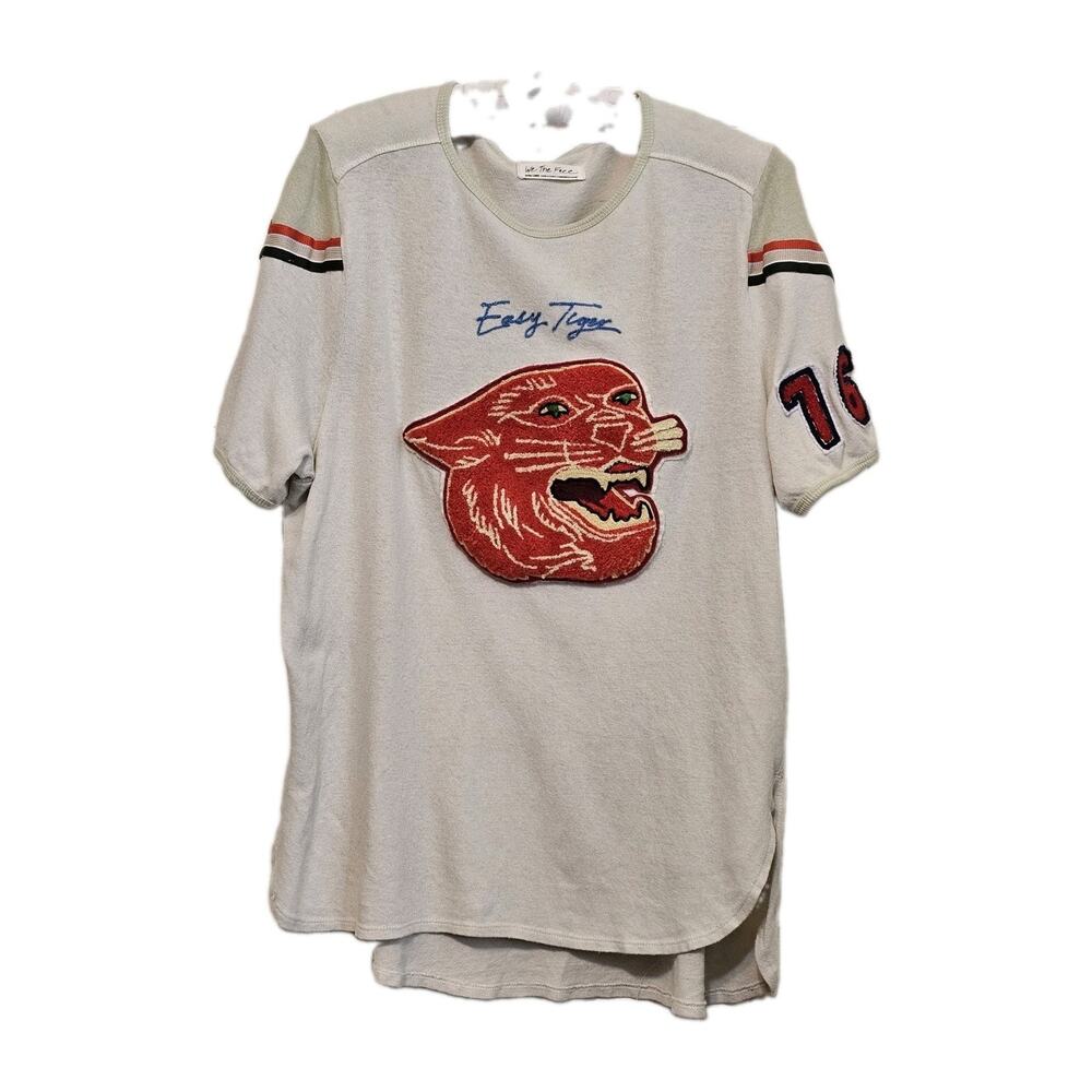 Free People We The Free Easy Rider Tiger Tee Patch Varsity Jersey Top XL
